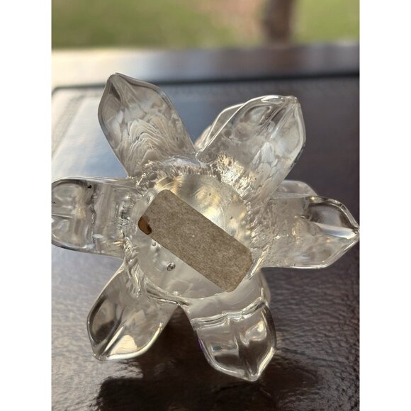 Vtg Lead Crystal Art Glass Christmas Tree w White Splatter Speckled 4” - Picture 4 of 7